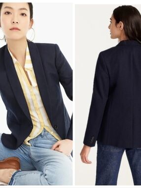 J.Crew Parke Blazer Jacket Women Navy Blue Bi Stretch Cotton Size 14